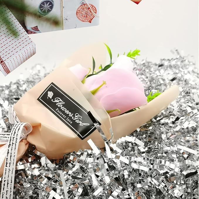 Uptotop 4oz Crinkle Cut Paper Shred Filler for Gift Wrapping, Gift Basket Filling, Perfect for Birthday, Christmas, Thanksgiving, Halloween, Easter, Valentine's Day, Mother's Day, Father's Day, Wedding & Holiday Decor, Glitter Silver (4 oz)