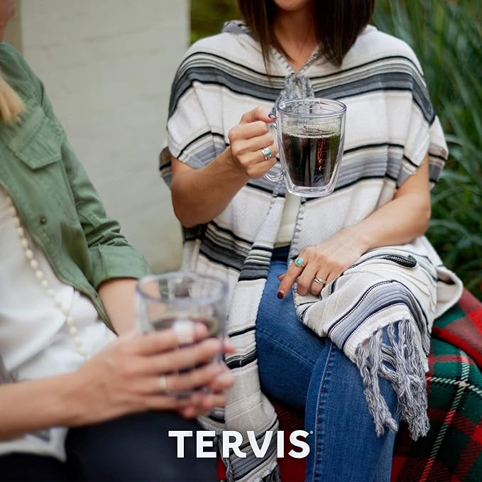 Tervis Clear & Colorful Tabletop Made in USA Double Walled Insulated Tumbler Travel Cup Keeps Drinks Cold & Hot, 16oz Mug with Handle, Quartz