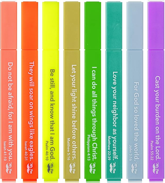 Mr. Pen- Bible Highlighters with Color-Coding System, 8 Pack, Soft Chisel Tip, Aesthetic Highlighters Assorted Colors, Fast Drying Bible Markers No Bleed Through for Journaling and Underlining