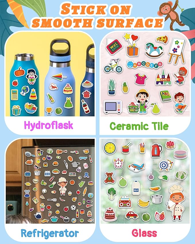 Benresive Reusable Sticker Book for Toddlers & Stickers for Kids, Toddler Travel Toys, Craft Activities, Boys & Girls Birthday Gifts