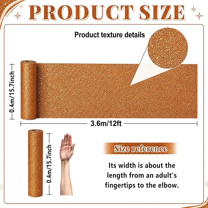 Glitter Orange Bulletin Board Roll Non-Woven Fabric Poster 15.7" x12ft