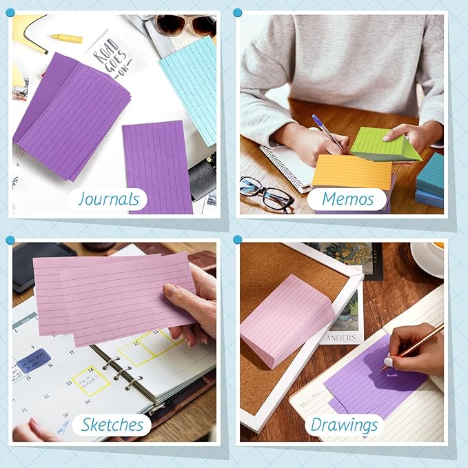 Ctosree 1440 Pcs Colored Index Cards 3 x 5 Inch Flash Cards for Studying Lined Study Note Sheets with Printed Ruled on Both Sides for Studying Memory Learning School, 12 Colors(Multicolor)