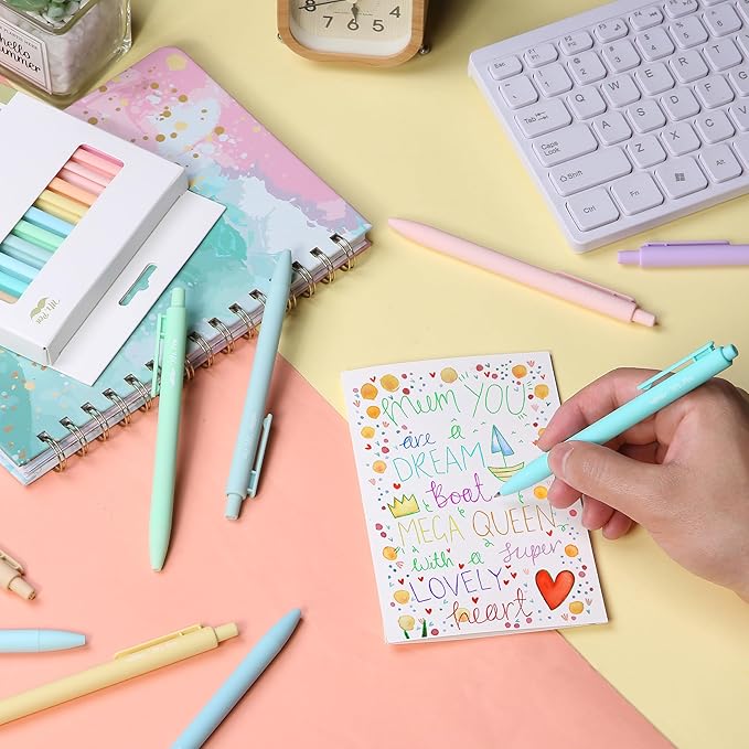 Mr. Pen- Retractable Gel Pens, 12 Pack, Assorted Color Ink, Fine Point 0.5mm, Fast Dry, Smooth Writing, Cute Pens for Drawing, Writing Planner and School Supplies