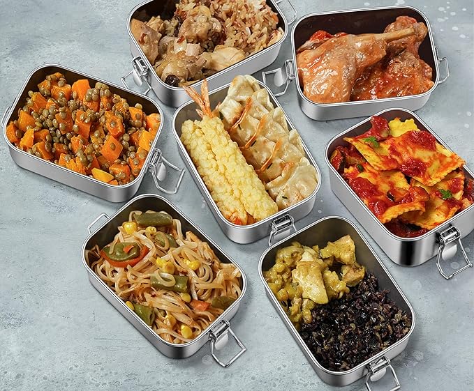 Leonyo 18.6oz 18/10 Stainless Steel Lunch Box, 550ml Mini Reusable Metal Bento Box, Leak-Proof Small Food Snack Containers for Camping, Dishwasher Safe, Oven Safe Except for Lid