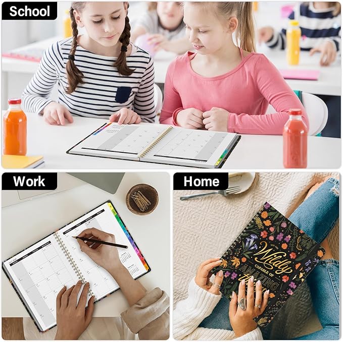 Academic Planner 2026–2027, Weekly & Monthly Calendar Planner, July 2026 – July 2027, Hardcover A5 (6.3" x 8.5") Agenda with Tabs, School Planner for Students & Teachers, Midnight Floral