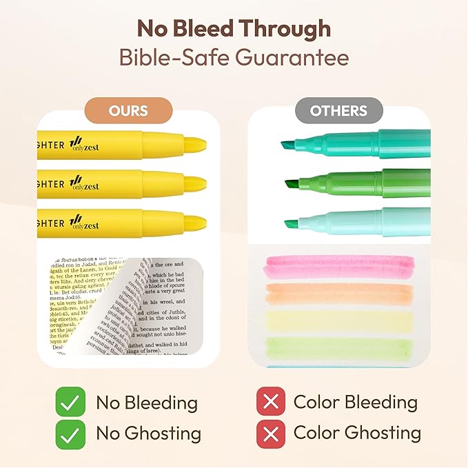 10 Pack Bible Safe Highlighters - Yellow Color, Wax Highlighters No Bleed, Bible Markers for Journaling, Study Accessories and School Supplies
