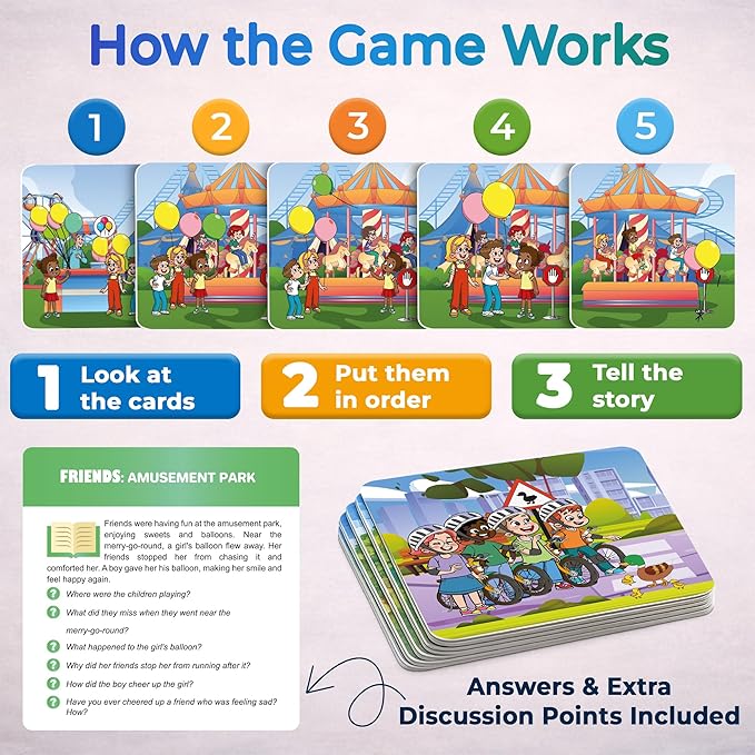 QUOKKA Sequencing Cards for Toddlers - Speech Therapy Materials for Kids - Create a Story Cards Sentence Building - Autism Aba Therapy Social Skills - Storytelling Picture Game