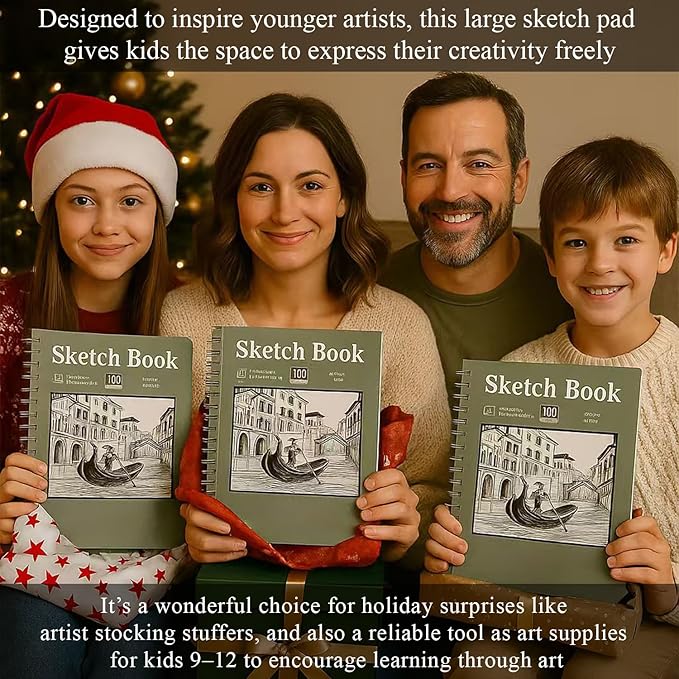 SuFly 11x14 Sketchbook, 100 Sheets Hardcover Sketch Book, 68lb/100gsm Artist Paper, Drawing Books for Teens & Art Gifts.