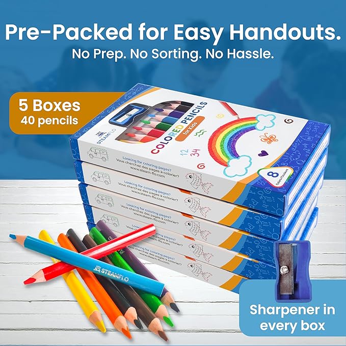 Colored Pencils for Toddlers 3-4 Years – Kids Pencils for Beginners, Toddlers and Preschoolers, Jumbo Triangle Shape for Easy Grip, Thick Colored Core for Easy Coloring and Less Breakage (5 Pack)