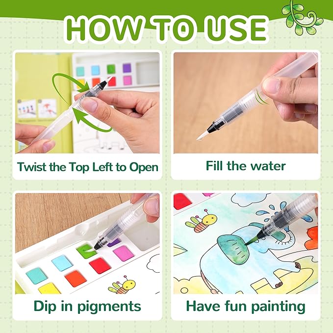 YPLUS Paint with Water Coloring Book for Toddlers, Mess Free Watercolor Painting Set with Brush, 26 Pages & 8 Color Palettes, DIY Art Craft Travel Toy Gift for Kids Ages 1-3 2-4 4-6 (Animals)