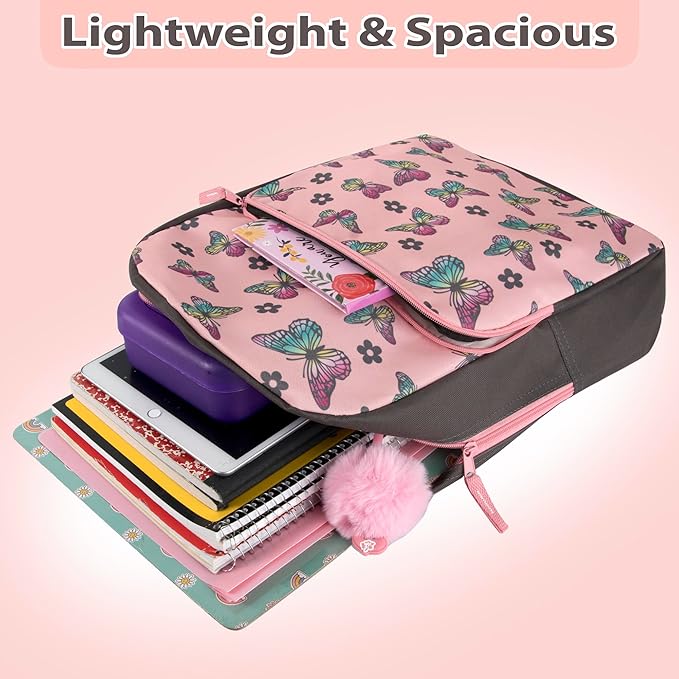 Trail maker Fun School Backpack for Elementary Middle School Girls and Boys | 17 Inch Printed Backpacks for School Kids, Travel (Big Bold Butterflies)