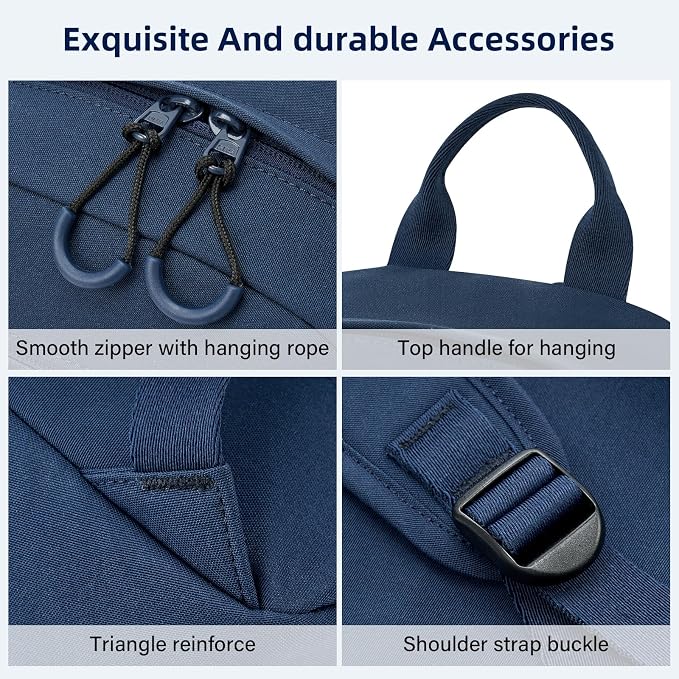HanTrip 13 Inch Mini Small Travel Backpack Cary on For Women Men, Navy Blue | 13L Capacity, Lots of Pockets, Padded Shoulder Strap, Lightweight, Water Resistant, Bookbag for College, Commuter, Work
