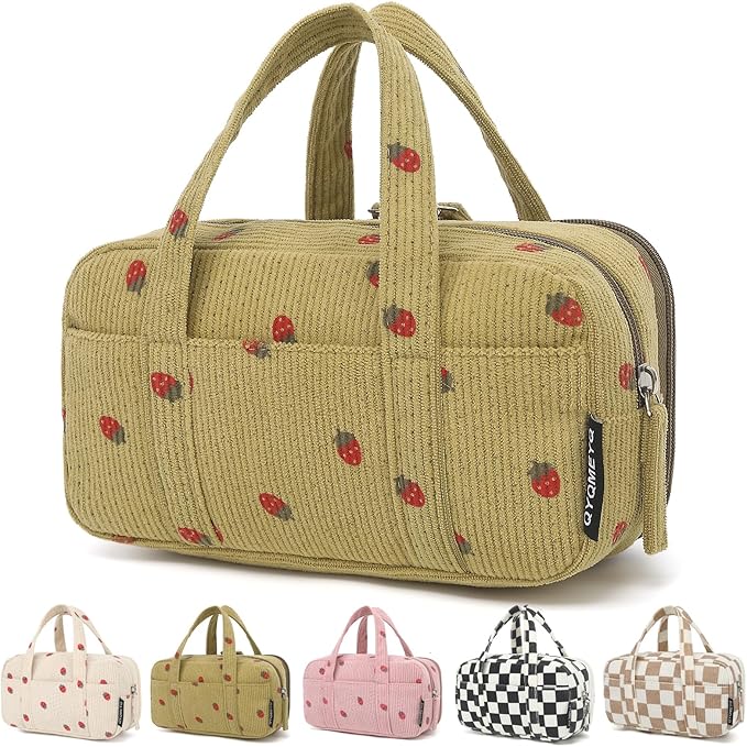 Large Pencil Case Pouch, Extra Big Pencil Bags with Zipper, Cute Corduroy Pencil Pouch with 5 Compartments, Pen Bag Wide Opening, Pencil Pouch Organizer, Pencil Box for Teen Girls Adults