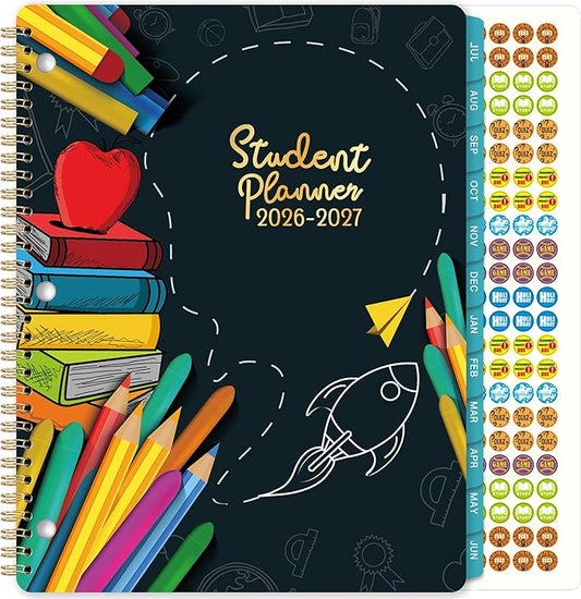 Student Planner 2026-2027 - Academic Year Weekly & Monthly School Planner, 11’’ × 9’’, Student Calendar with Stickers, Monthly Tabs, Strong Twin-Wire Binding, Perfect Organizer