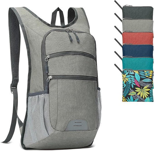20L Lightweight Hiking Daypack, Foldable Travel Packable Backpack for Men Women for Cycling Camping Outdoor (Gray)