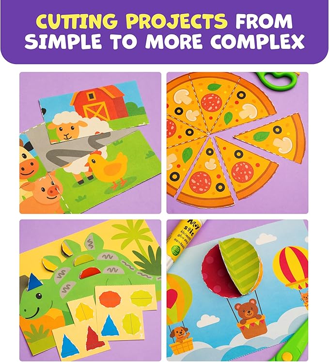 Clever Fox Play Snip & Shape Scissor Skills Activity Book for Kids Ages 3 4 5 6 7 – Arts & Crafts Kit with Safety Scissors for Toddler – 30 Preschool Cutting Craft Activities for Boys & Girls