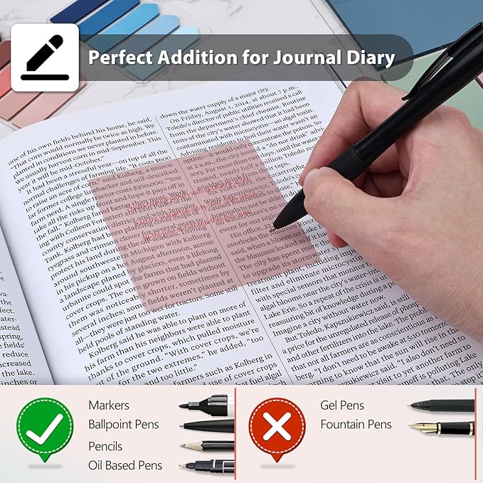 1100 Sheets Transparent Sticky Notes, Clear Book Tabs and See Through Arrow Page Markers, Writable Annotation Index Flags Tapes for School Office Supplies (Vintage)