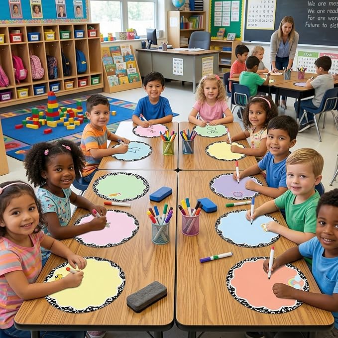Ireer 12 Pcs 13 '' Dry Erase Dots for Classroom Table Classroom Decor Boho Colorful Stickers for Whiteboard Wall Decor Removable Dry Erase Circles for School Teacher Supplies(Lovely,Fresh Color)