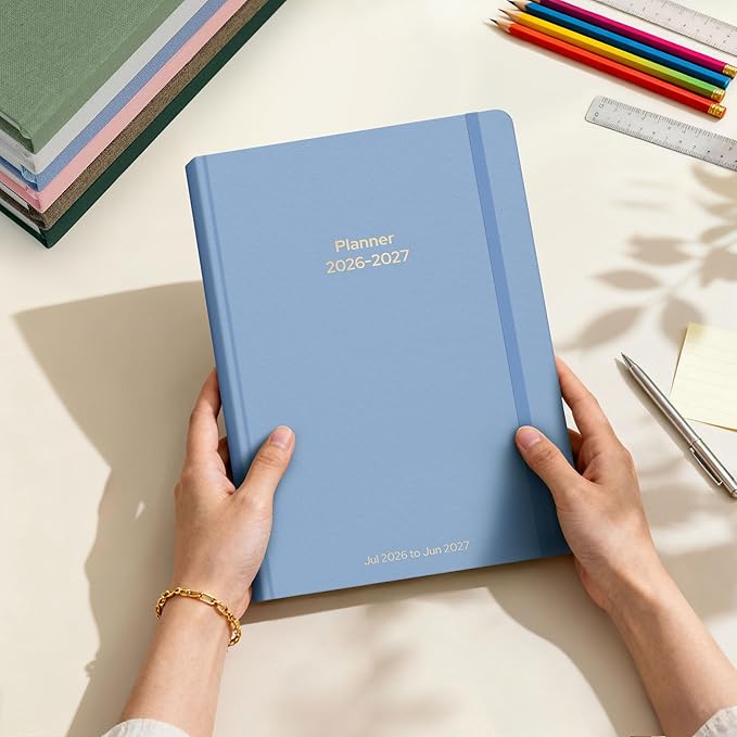 Planner 2026-2027 Monthly and Weekly Academic Planner July 2026 - June 2027, Linen Hardcover Agenda 2026-2027 Calendar Daily Planner for Student Teacher with Monthly Tabs, 6" x 8.3", Dusty Blue