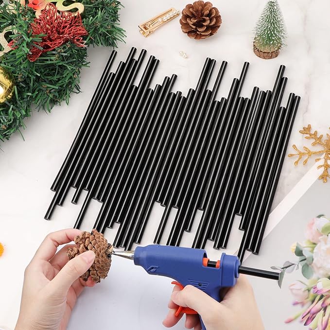 ENPOINT Black Hot Glue Sticks Mini, 7x200mm Long Hot Melt Glue Sticks for Craft, 36 Pack Small Size Fabric Adhesive Glue Sticks for DIY, Decoration, Car Dent Repair, Gluing Project