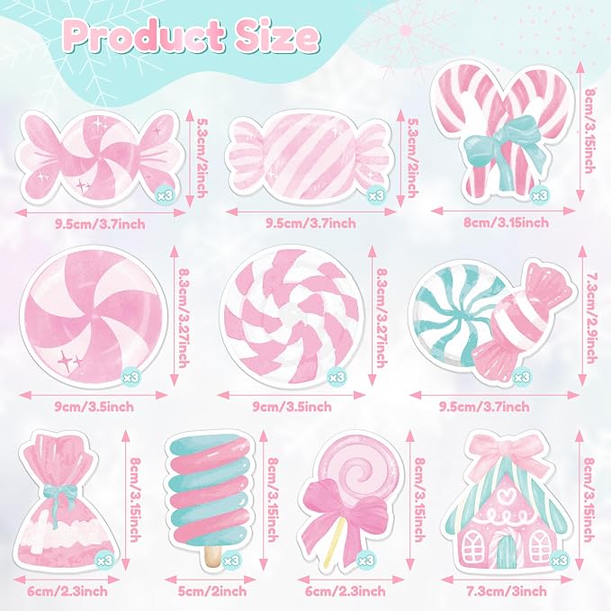 Xqumoi 30 Pack Christmas Pink Candy Sticky Notes - Xmas Sweet Lollipop Self Sticky Notepads Self-Adhesive Writing Memo Pads Office School Supplies Birthday Party Favors Gift Goodies Bag Fillers