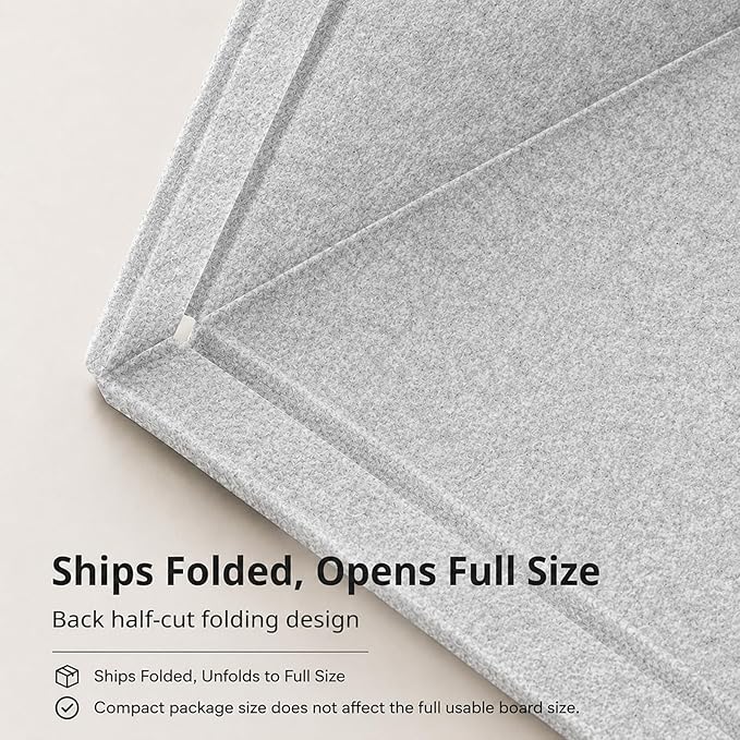 Felt Bulletin Board for Wall 48" x 36" Unfolded Size, Large Frameless Felt Pin Board, Soft Cork Board Alternative for Office, Home Planning, Notes, Photos & Wall Decor, Foldable Shipping, Easy Install