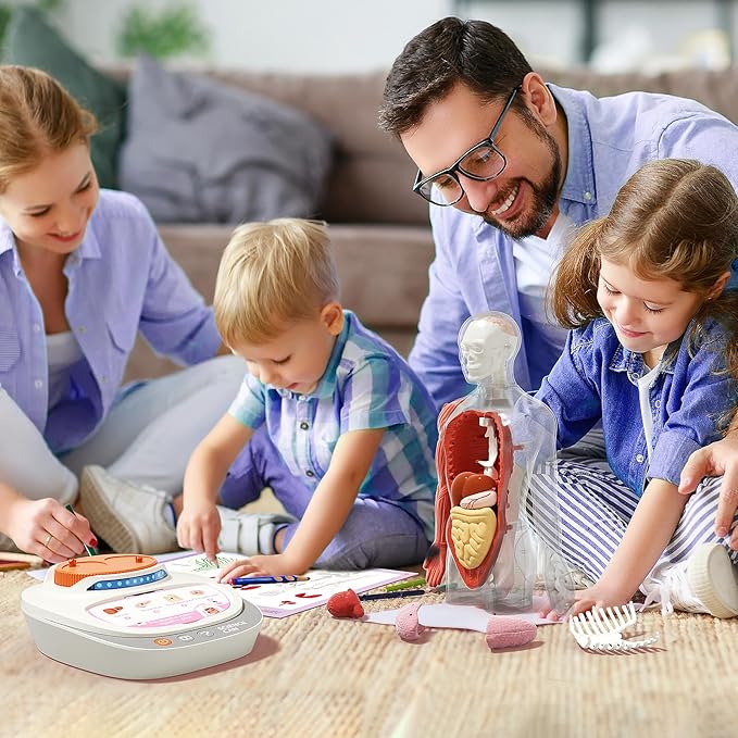 Science Can Human Body Model for Kids, Interactive Human Anatomy Talking Model - 11 Inch Realistic Anatomical Assembly Kit, 15PCS Removable Parts & Guide, Educational STEM Toys Gifts for Kids Aged 6+