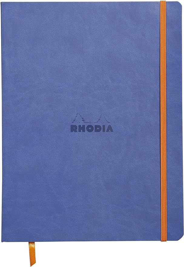 RHODIA 117508C - Saphir Soft Notebook - 19x25 cm - Lined - 160 pages - Clairefontaine Ivory Paper 90 g/m - Bookmark, Elastic Closure - Faux Leather Cover - Rhodiarama Collection