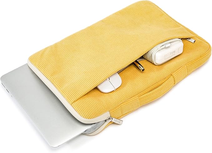 Kinmac 360° Protective Laptop Sleeve Case Bag Cover with Handle for MacBook Pro 16 inch,16 inch HP,Lenovo,Dell,ASUS,Acer Ultrabook and Business Laptop (Yellow Corduroy)