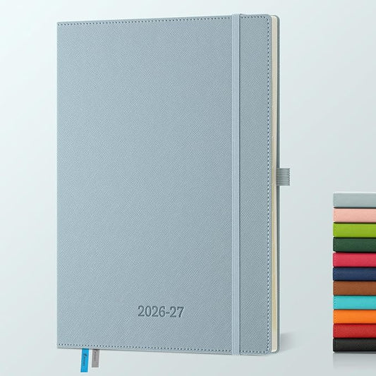 Weekly Monthly 2026-2027 Planner (July 26-Dec 27),11.5"x8.5",18 Months Agenda Plan with Month Tabs & Pocket,Expenses/Note Pages, Academic Calendar with Vegan Leather Cover,Dusty Blue