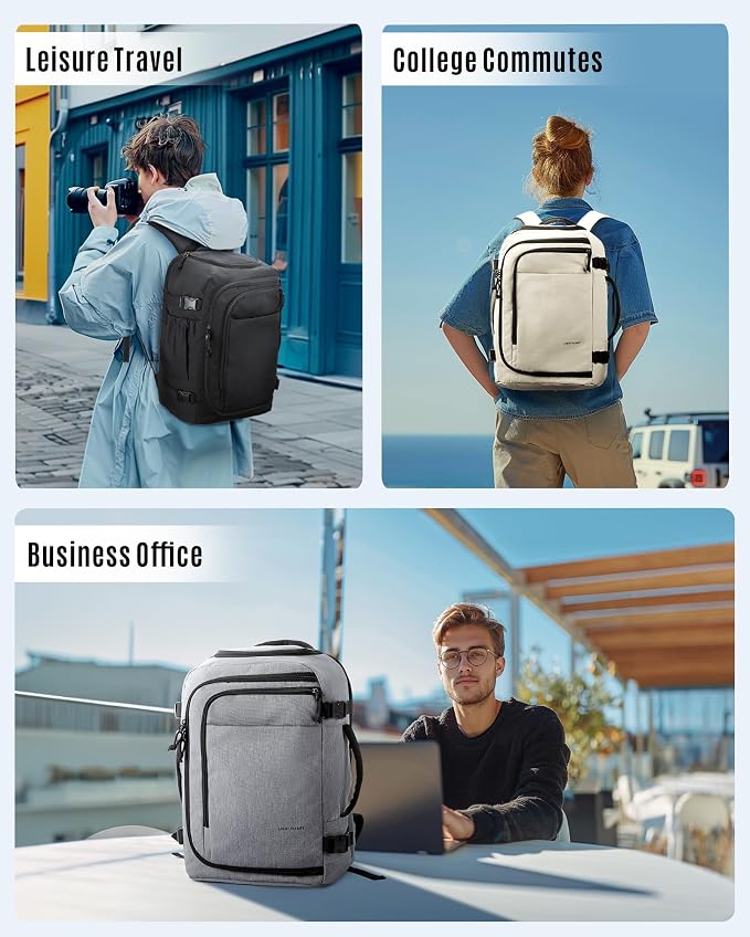 LIGHT FLIGHT Travel Backpack, TSA Friendly Carry on Backpack,Grey | Water-resistant Lightweight Business Large Weekender Bag Casual Daypack 17.3" Laptop Backpack for Men Women