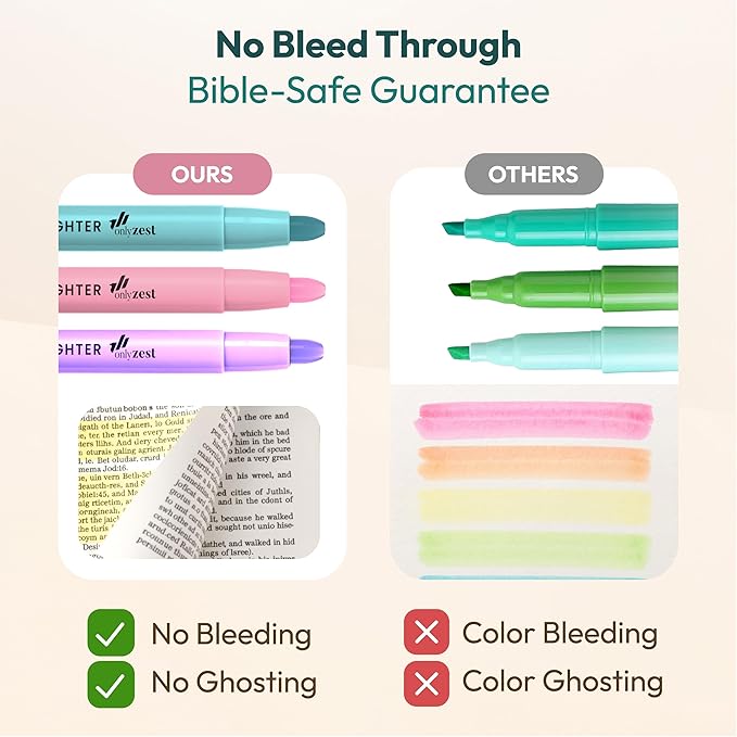 10 Pack Bible Safe Highlighters - Candy Color, Wax Highlighters No Bleed, Scripture Markers for Journaling, Study Accessories and School Supplies