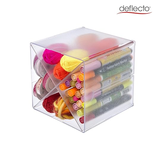 Deflecto Stackable Cube Organizer - X Divider, Clear (350201-AMZ)
