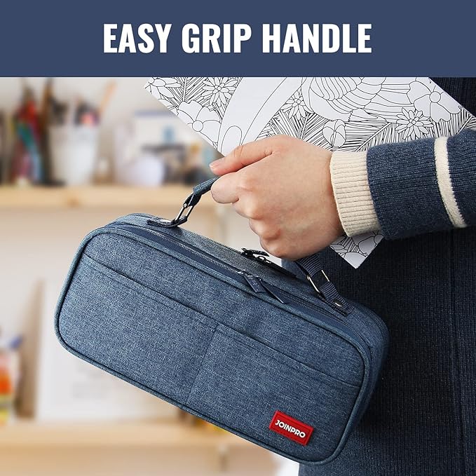 JOINPRO Large Capacity Pencil Case, 4 Compartment Pen Pouch Organizer with Double Zipper, Storage Bag for School, Office, Teen Girl Boy Men Women