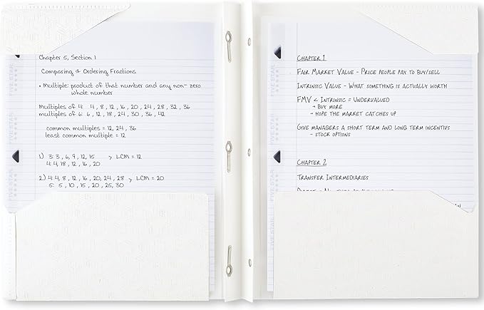 Five Star 2-Pocket Folder, Plastic Folder with Stay-Put Tabs and Prong Fasteners, Holds 8-1/2" x 11" Paper, White (72494)