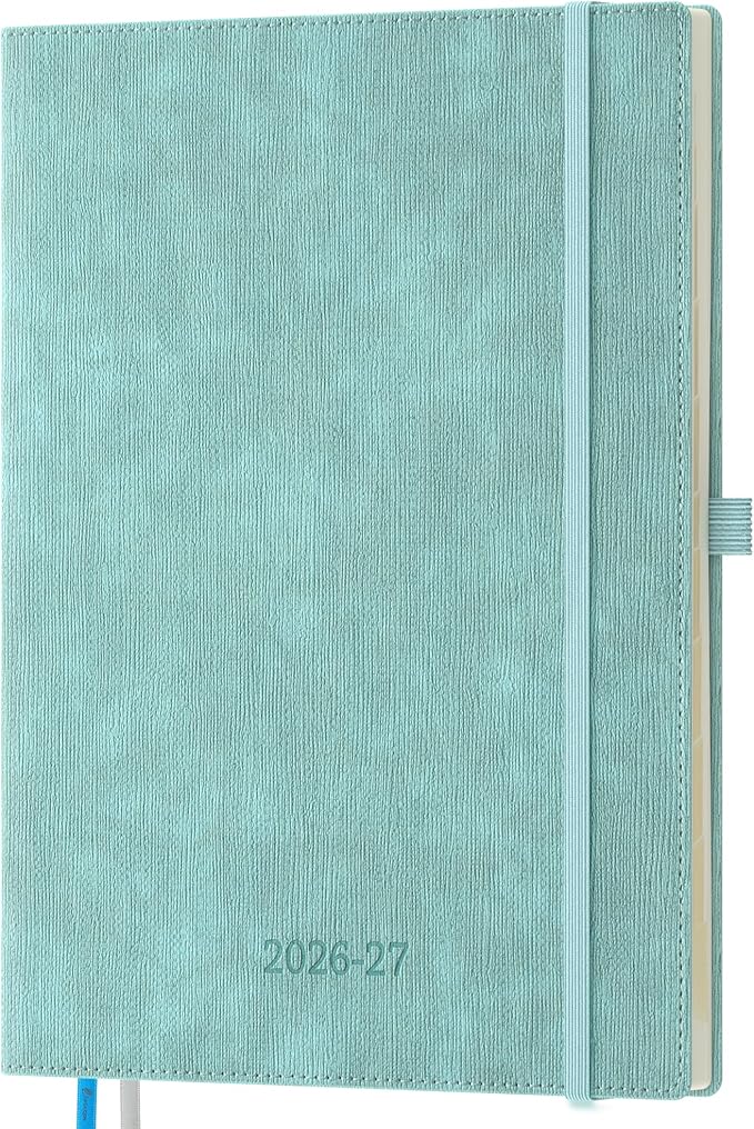 2026-2027 Weekly and Monthly Planner (July 2026–December 2027), 8.5"x11.5", Vertical Layout, 18 Months Agenda with Month Tabs & Pocket, Academic Calendar with Vegan Leather Cover,Sky Blue