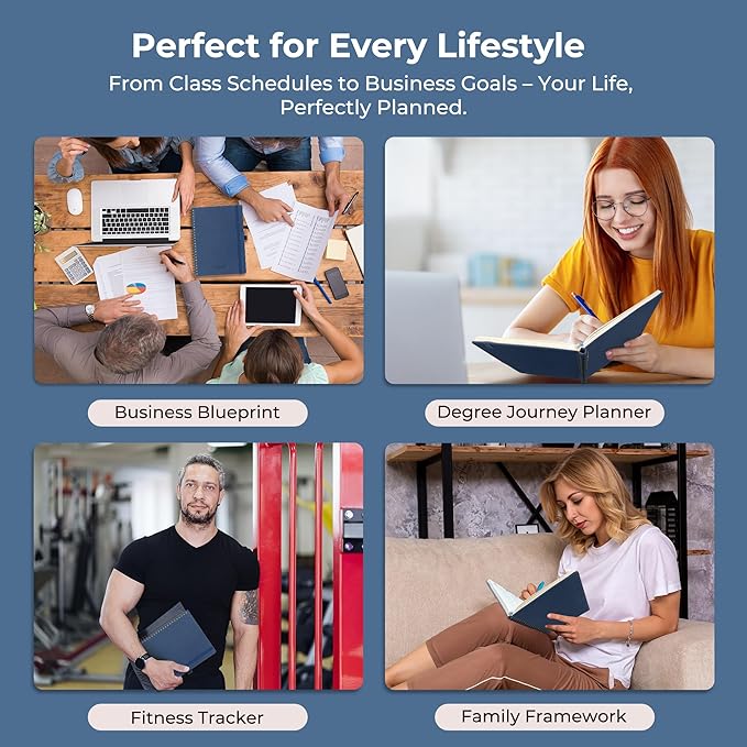Planner 2026-2027 Daily Weekly and Monthly,8.5"x6.5",18 Months Spiral Bound Calendar Agenda with Self-adhesive Pen Holder,2026 Academic Plan with Vegan Leather Soft Cover,Blue
