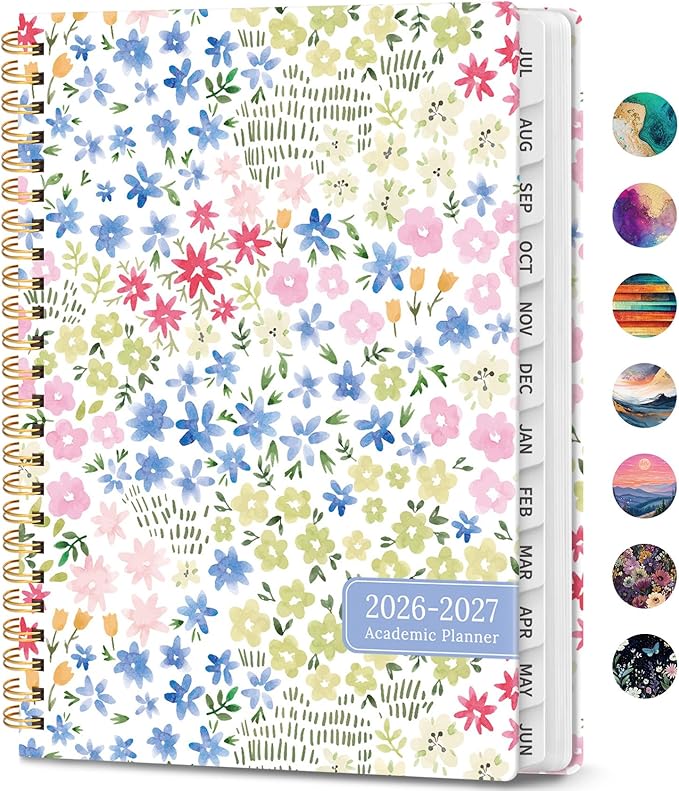 Academic Planner 2026-2027, Weekly and Monthly Calendar Book, July 2026 – June 2027, Hardcover Planner with Tabs, Perfect for Teachers, Students, Women & Men, A4 (8.5" x 11") - Disty