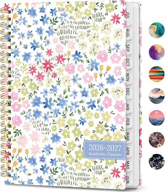 Academic Planner 2026-2027, Weekly and Monthly Calendar Book, July 2026 – June 2027, Hardcover Planner with Tabs, Perfect for Teachers, Students, Women & Men, A4 (8.5" x 11") - Disty
