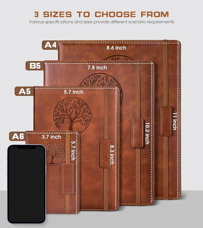 Biuwory Lined Pocket Journal Notebook for Women Men, 140 Pages A6 Leather Journals for Writing, Travel, Work, 3.7"×5.7" Mini Notebook, Hardcover Small Notebooks for Note Taking, Diary Notepad (Brown)