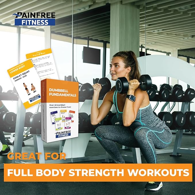 40 Dumbbell Exercise Cards 3x5''- Fundamental Workout Cards for Women & Men - Beginner to Intermediate - QR Video Guides & Inclusive Artwork - Bend & Tear-Resistant