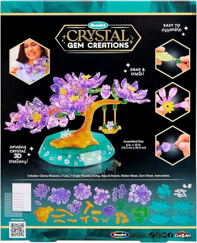 Cra-Z-Art Crystal Gem Creations Blossoming Bonsai Kit by RoseArt, 240+ Pieces, Great for Adults, Tweens and Children Ages 8+