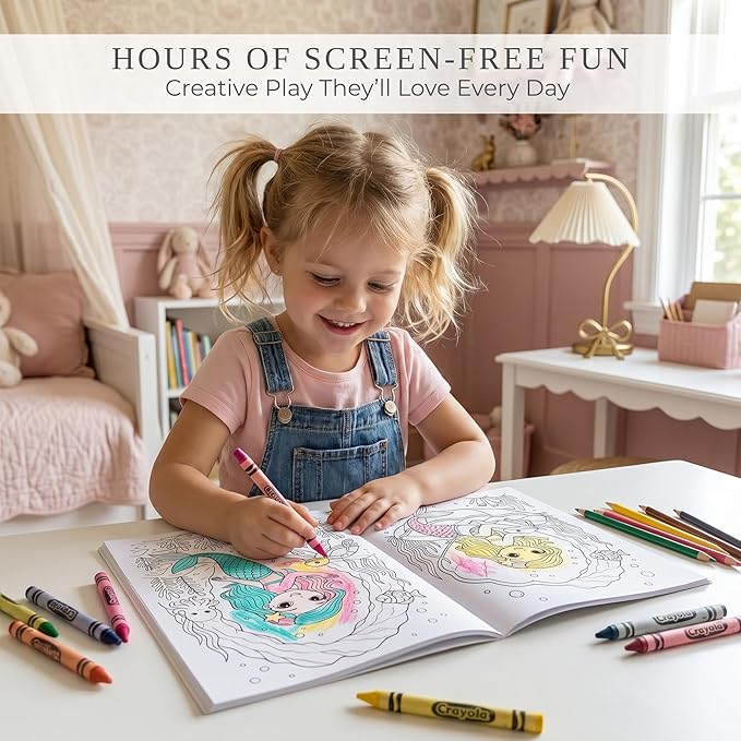 ZICOTO Fun Coloring Books for Kids Set of 3 – Cute Princess, Unicorn & Mermaid Coloring Book for Girls Ages 4–8 – Easy to Color Gift with Magical Themes for Your Creative Little Princess
