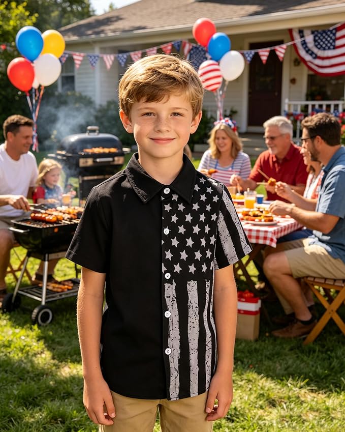 Enlifety 2-10T Kids Hawaiian Shirt Boys Short Sleeve Button Down Shirts Hawaii Summer Casual Blouse
