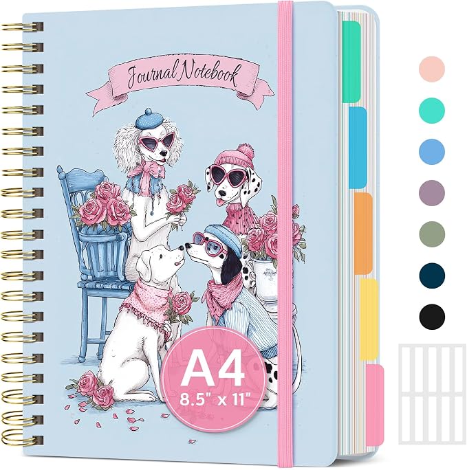 Taja Spiral Notebooks for Work 5 Subject Notebook with Removable Dividers