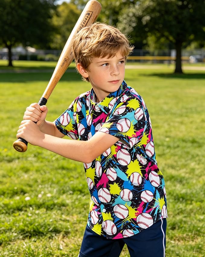 Enlifety 2-10T Kids Hawaiian Shirt Boys Short Sleeve Button Down Shirts Hawaii Summer Casual Blouse