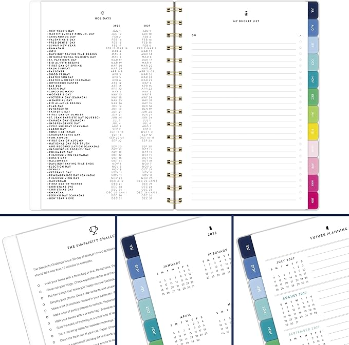 AT-A-GLANCE Planner 2026-2027 Weekly & Monthly Academic 12-Month July-June, 5-1/2" x 8-1/2", Simplified by Emily Ley, Happy Stripe (EL49-200A)