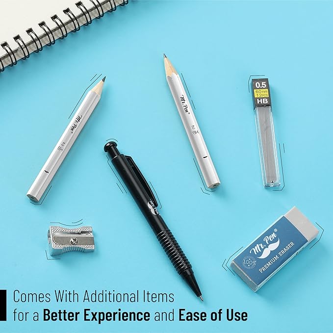 Mr. Pen- Geometry Set, 15 pcs, Blue, 6 Inch Swing Arm Protractor, Divider, Set Squares, Ruler, Compasses and Protractor