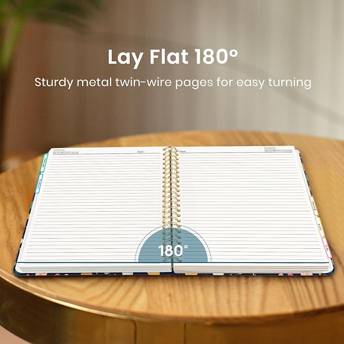 Taja Pretty Large Spiral Lined Notebook for Work with 5 Removable Dividers
