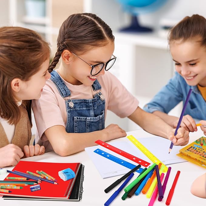Gilprop 1 Set School Supply Kit 88 Pcs Back to School Supplies for Students Essential Bundle Kit Include Pencil Notebook Ruler Glue Scissor Sticky Note Eraser Pencil Sharpener